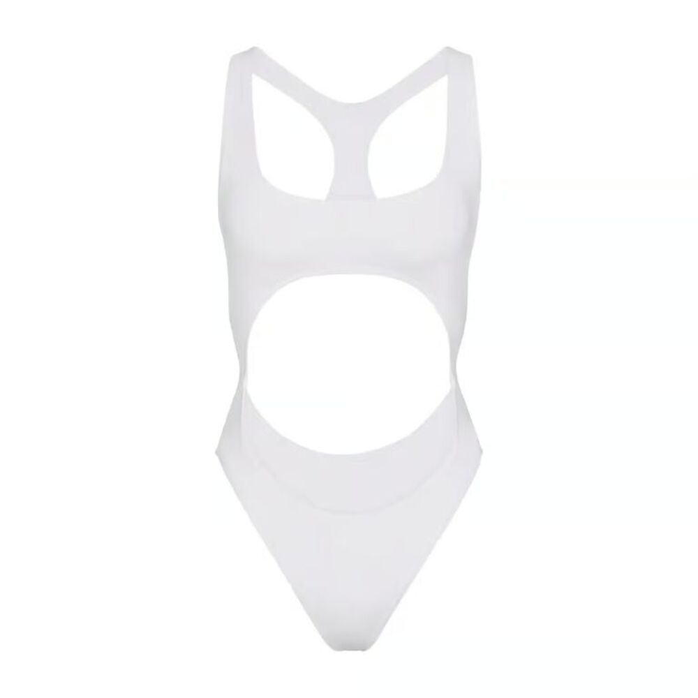 Skims Swims Women Size 4X Cut Out Monokini One Piece Swimsuit White SW-MKN-0012
